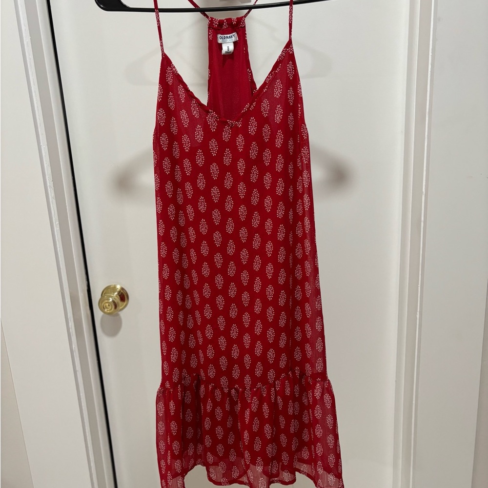 Red Patterned Sleeveless Dress